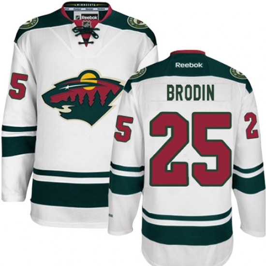 Women's Reebok Minnesota Wild #25 Jonas Brodin Authentic White Away NHL Jersey - Ujersey