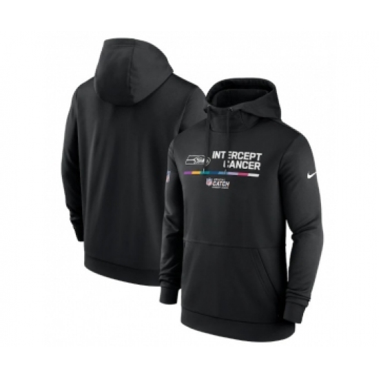 Men's Seattle Seahawks 2022 Black Crucial Catch Therma Performance Pullover Hoodie - Ujersey