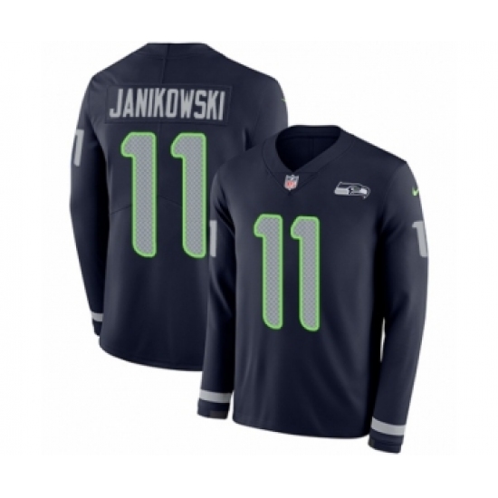 Men's Nike Seattle Seahawks #11 Sebastian Janikowski Limited Navy Blue Therma Long Sleeve NFL Jersey - Ujersey