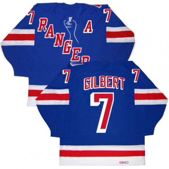 Men's CCM New York Rangers #7 Rod Gilbert Authentic Royal Blue New Throwback NHL Jersey - Ujersey