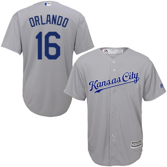 Youth Majestic Kansas City Royals #16 Paulo Orlando Authentic Grey Road Cool Base MLB Jersey
