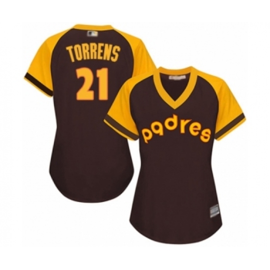 Women's San Diego Padres #21 Luis Torrens Authentic Brown Alternate Cooperstown Cool Base Baseball Player Jersey