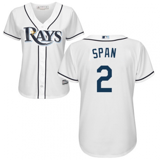 Women's Majestic Tampa Bay Rays #2 Denard Span Replica White Home Cool Base MLB Jersey - Ujersey