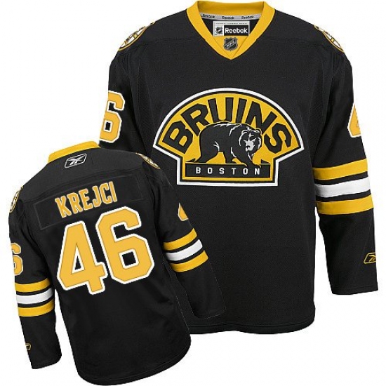Men's Reebok Boston Bruins #46 David Krejci Premier Black Third NHL Jersey - Ujersey