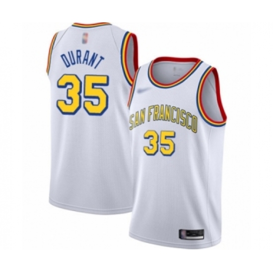 Youth Golden State Warriors #35 Kevin Durant Swingman White Hardwood Classics Basketball Jersey - San Francisco Classic Edition - Ujersey