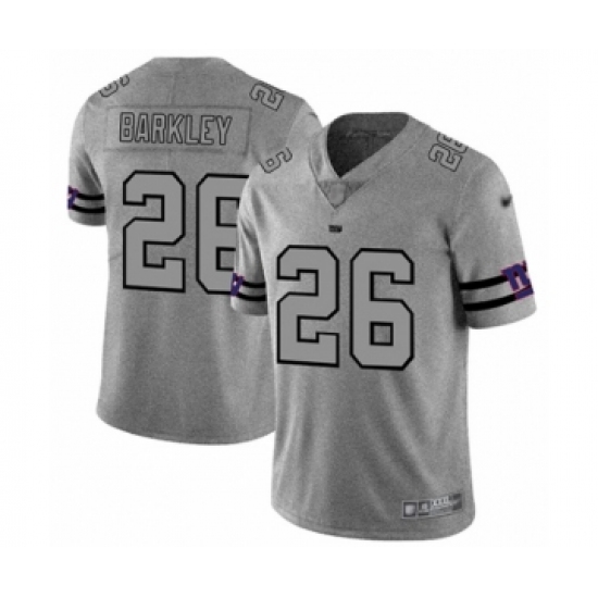 Men's New York Giants #26 Saquon Barkley Limited Gray Team Logo Gridiron Football Jersey - Ujersey