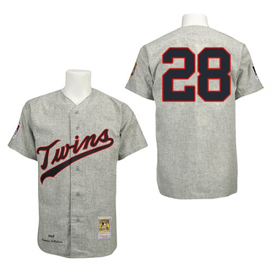 Men's Mitchell and Ness 1969 Minnesota Twins #28 Bert Blyleven Authentic Grey Throwback MLB Jersey - Ujersey