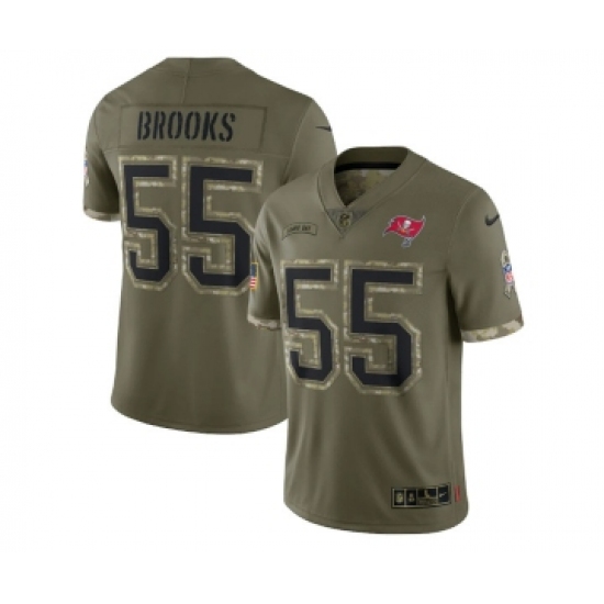 Men's Tampa Bay Buccaneers #55 Derrick Brooks 2022 Olive Salute To Service Limited Stitched Jersey - Ujersey