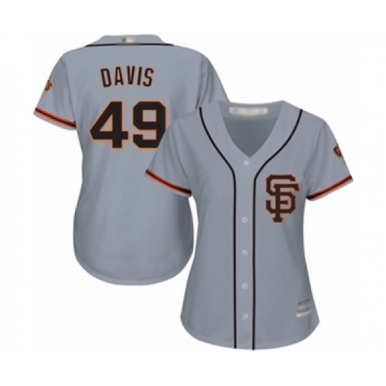 Women's San Francisco Giants #49 Jaylin Davis Authentic Grey Road 2 Cool Base Baseball Player Jersey