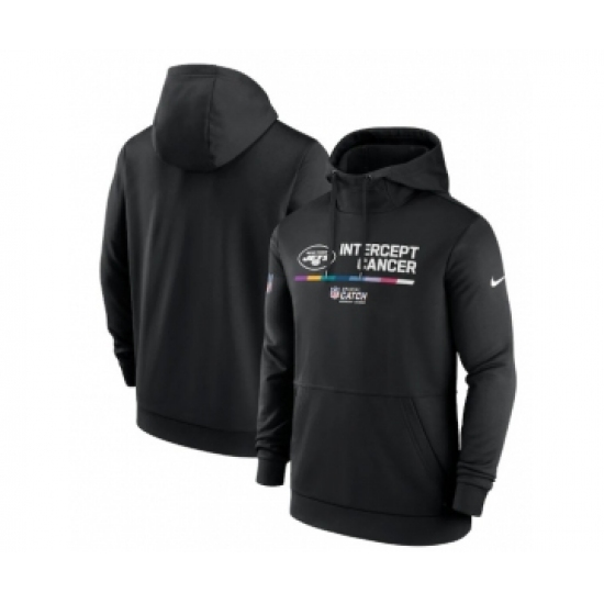 Men's New York Jets 2022 Black Crucial Catch Therma Performance Pullover Hoodie - Ujersey