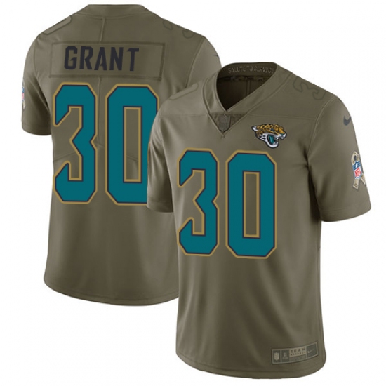 Youth Nike Jacksonville Jaguars #30 Corey Grant Limited Olive 2017 Salute to Service NFL Jersey - Ujersey