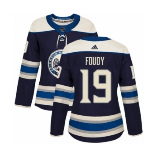 Women's Adidas Columbus Blue Jackets #19 Liam Foudy Premier Navy Blue Alternate NHL Jersey