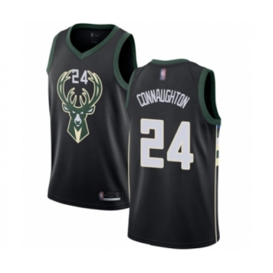 Men's Milwaukee Bucks #24 Pat Connaughton Authentic Black Basketball Jersey - Statement Edition - Ujersey