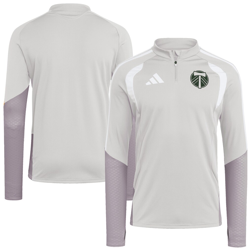Men's Portland Timbers adidas Silver 2026 Tiro Competition Quarter-Zip Training Top - Ujersey