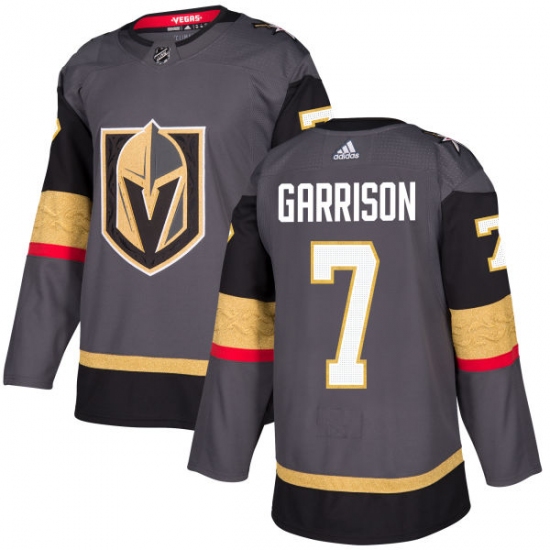 Men's Adidas Vegas Golden Knights #7 Jason Garrison Authentic Gray Home NHL Jersey - Ujersey