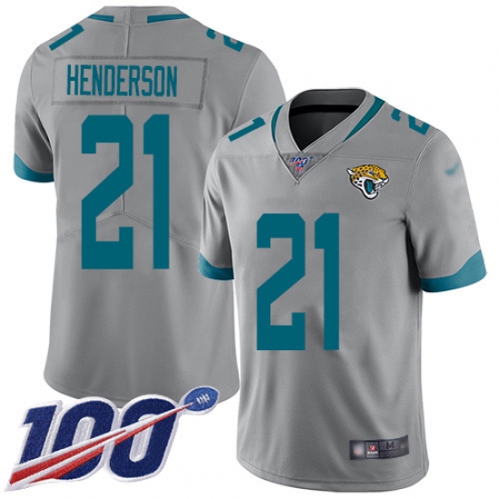 Youth Jacksonville Jaguars #21 C.J. Henderson Silver Stitched Limited Inverted Legend 100th Season Jersey - Ujersey