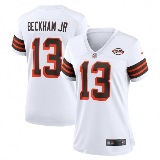 Women's Cleveland Browns #13 Odell Beckham Jr. Nike White 1946 Collection Alternate Jersey - Ujersey