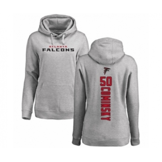 Football Women's Atlanta Falcons #50 John Cominsky Ash Backer Pullover Hoodie - Ujersey