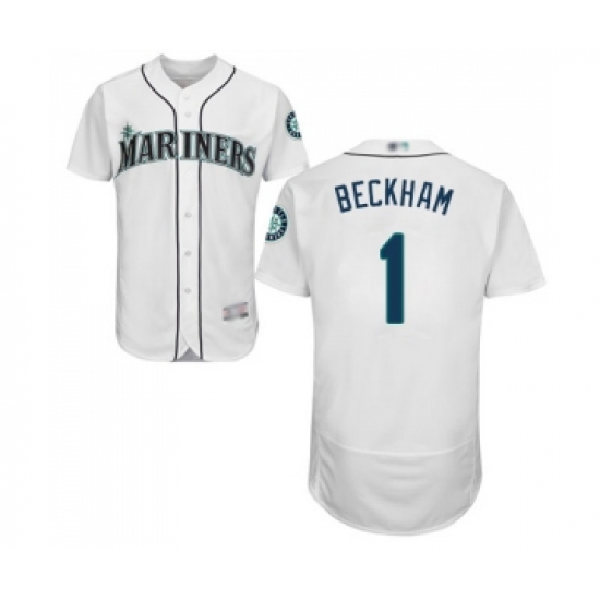 Men's Seattle Mariners #1 Tim Beckham White Home Flex Base Authentic Collection Baseball Jersey - Ujersey