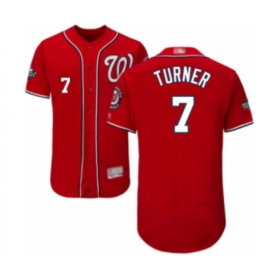 Men's Washington Nationals #7 Trea Turner Red Alternate Flex Base Authentic Collection 2019 World Series Bound Baseball Jersey - Ujersey