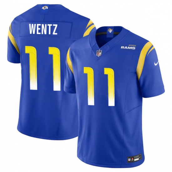 Men's Los Angeles Rams #11 Carson Wentz Blue 2023 F.U.S.E. Vapor Untouchable Limited Football Stitched Jersey - Ujersey