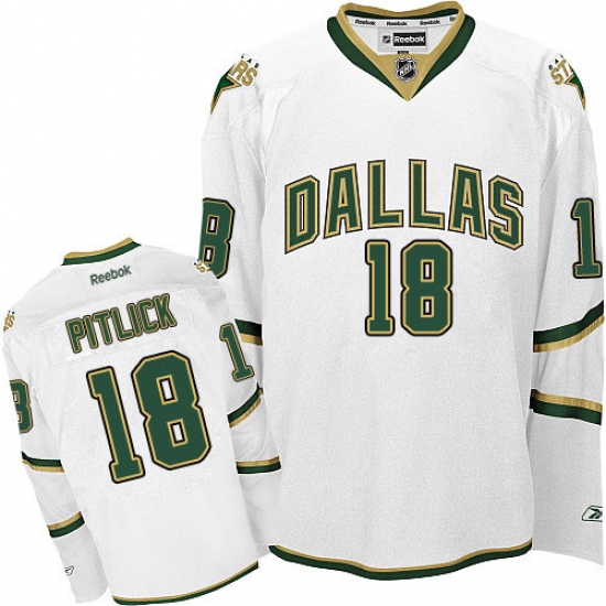 Men's Reebok Dallas Stars #18 Tyler Pitlick Premier White Third NHL Jersey - Ujersey