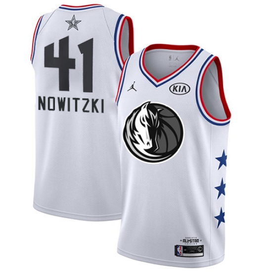 Youth Nike Dallas Mavericks #41 Dirk Nowitzki White NBA Jordan Swingman 2019 All-Star Game Jersey - Ujersey