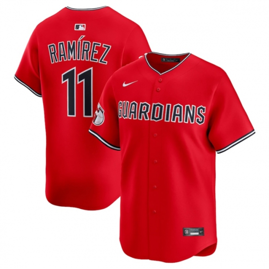 Men's Cleveland Guardians #11 Jose Ramirez Red Alternate Limited Stitched Baseball Jersey - Ujersey