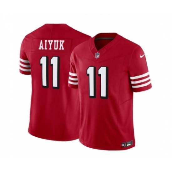 Men's Nike San Francisco 49ers #11 Brandon Aiyuk Red 2023 F.U.S.E. Vapor Limited Throwback Football Stitched Jersey - Ujersey