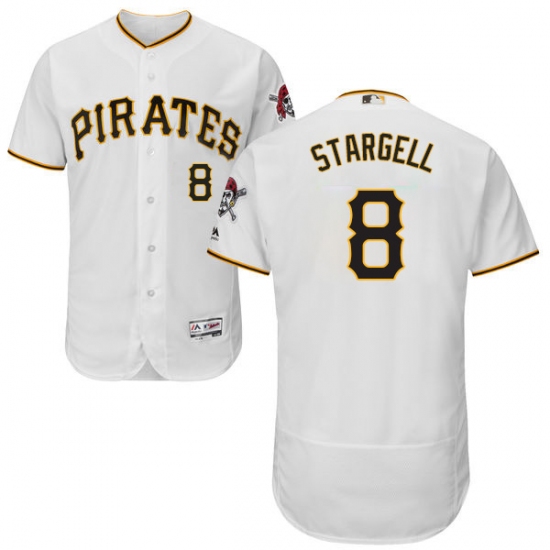 Men's Majestic Pittsburgh Pirates #8 Willie Stargell White Home Flex Base Authentic Collection MLB Jersey - Ujersey