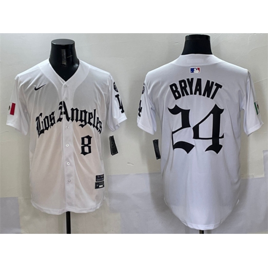 Men's Los Angeles Dodgers Front #8 Back #24 Kobe Bryant White Mexico 2025 LA Gothic Style With Fernando Vapor Premier Limited Stitched Baseball Jersey - Ujersey