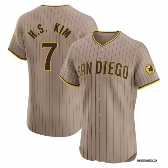 Men's San Diego Padres #7 Ha Seong Kim White Stitched MLB Cool Base Nike Brown Jersey - Ujersey