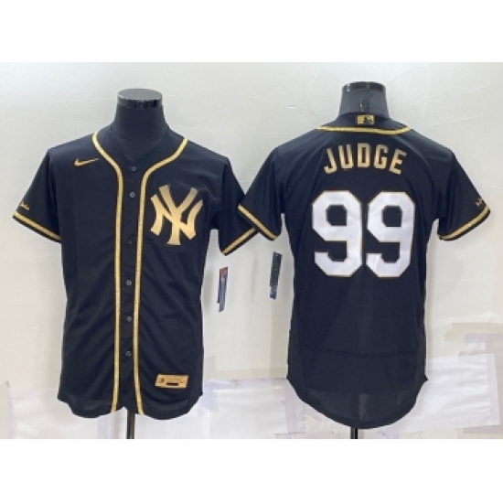 Men's New York Yankees #99 Aaron Judge Black Gold Flex Base Stitched Baseball Jersey - Ujersey