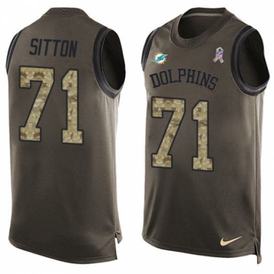 Men's Nike Miami Dolphins #71 Josh Sitton Limited Green Salute to Service Tank Top NFL Jersey - Ujersey