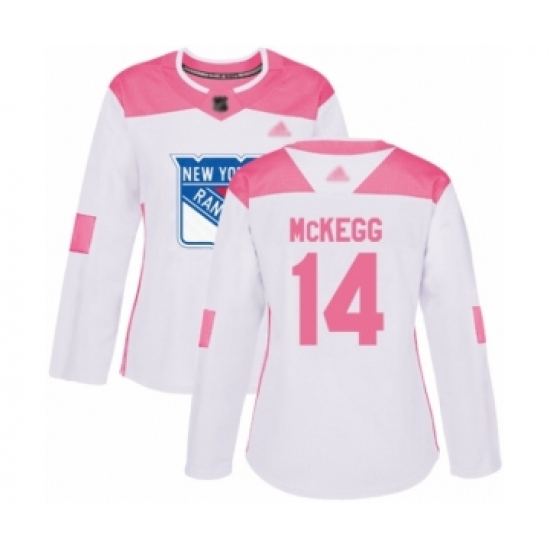 Women's New York Rangers #14 Greg McKegg Authentic White Pink Fashion Hockey Jersey - Ujersey