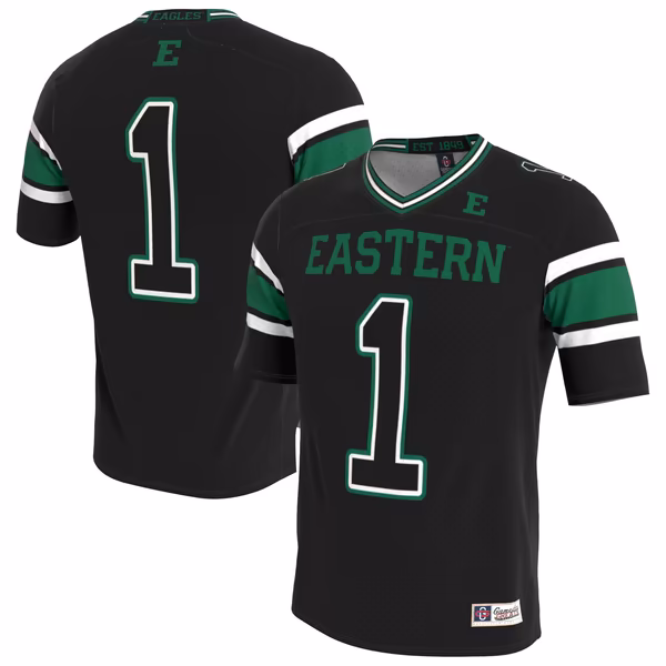 Youth GameDay Greats Eastern Michigan Eagles Lightweight Collegiate Football Blackout Fashion Jersey - Ujersey