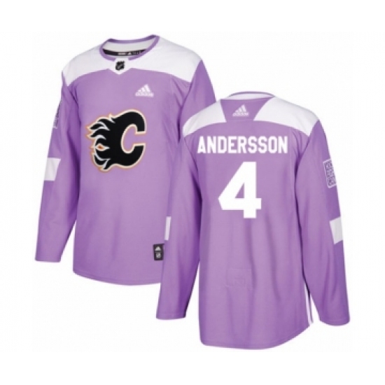 Youth Reebok Calgary Flames #4 Rasmus Andersson Authentic Purple Fights Cancer Practice NHL Jersey - Ujersey