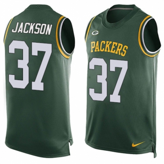 Men's Nike Green Bay Packers #37 Josh Jackson Limited Green Player Name & Number Tank Top NFL Jersey - Ujersey