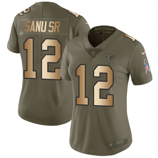 Women's Nike Atlanta Falcons #12 Mohamed Sanu Limited Olive/Gold 2017 Salute to Service NFL Jersey - Ujersey