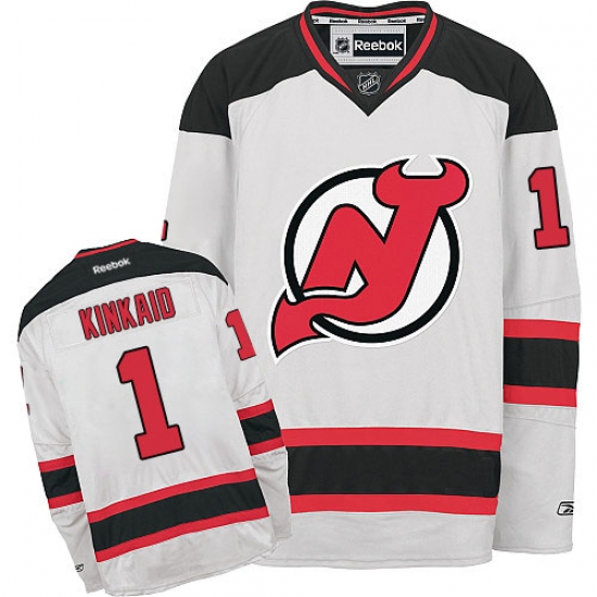 Men's Reebok New Jersey Devils #1 Keith Kinkaid Authentic White Away NHL Jersey - Ujersey