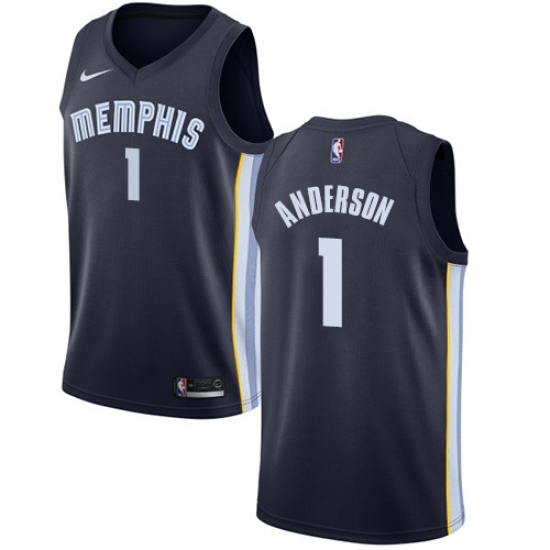 Men's Nike Memphis Grizzlies #1 Kyle Anderson Swingman Navy Blue NBA Jersey - Icon Edition - Ujersey
