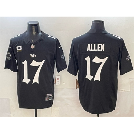 Men's Buffalo Bills #17 Josh Allen Black F.U.S.E. 'Gothic Cold Front Edition' With 4-Star C Vapor Limited Stitched Football Jersey - Ujersey