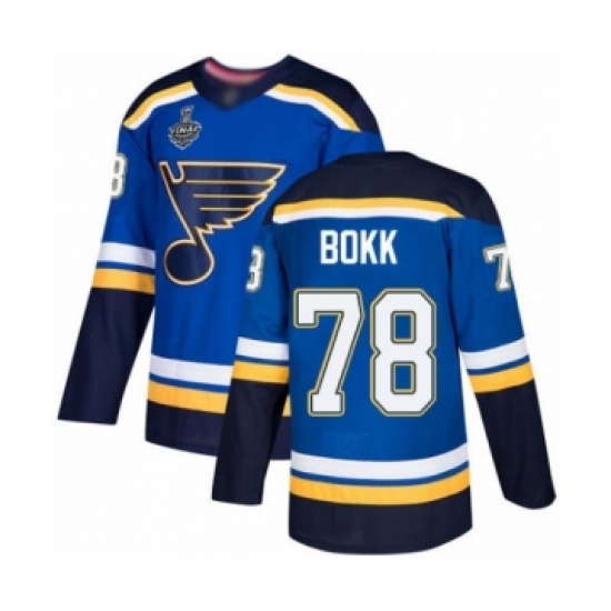 Youth St. Louis Blues #78 Dominik Bokk Authentic Royal Blue Home 2019 Stanley Cup Final Bound Hockey Jersey - Ujersey