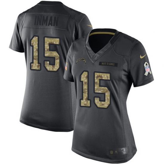 Women's Nike Los Angeles Chargers #15 Dontrelle Inman Limited Black 2016 Salute to Service NFL Jersey - Ujersey