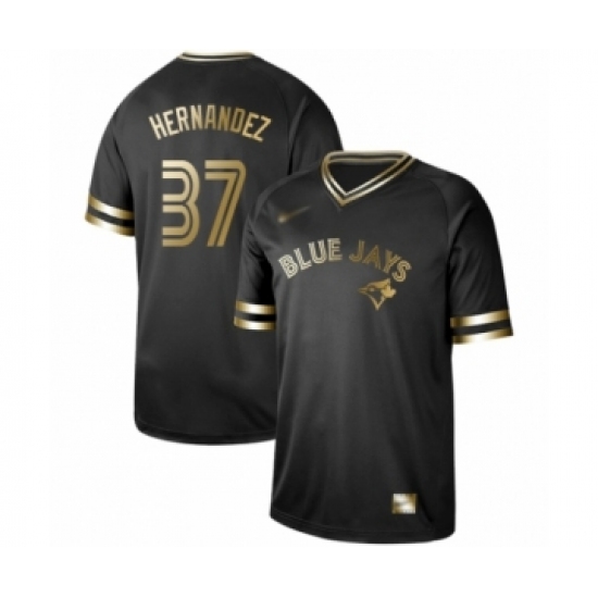 Men's Toronto Blue Jays #37 Teoscar Hernandez Authentic Black Gold Fashion Baseball Jersey - Ujersey