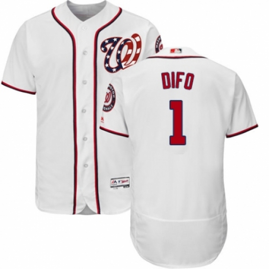 Men's Majestic Washington Nationals #1 Wilmer Difo White Home Flex Base Authentic Collection MLB Jersey - Ujersey
