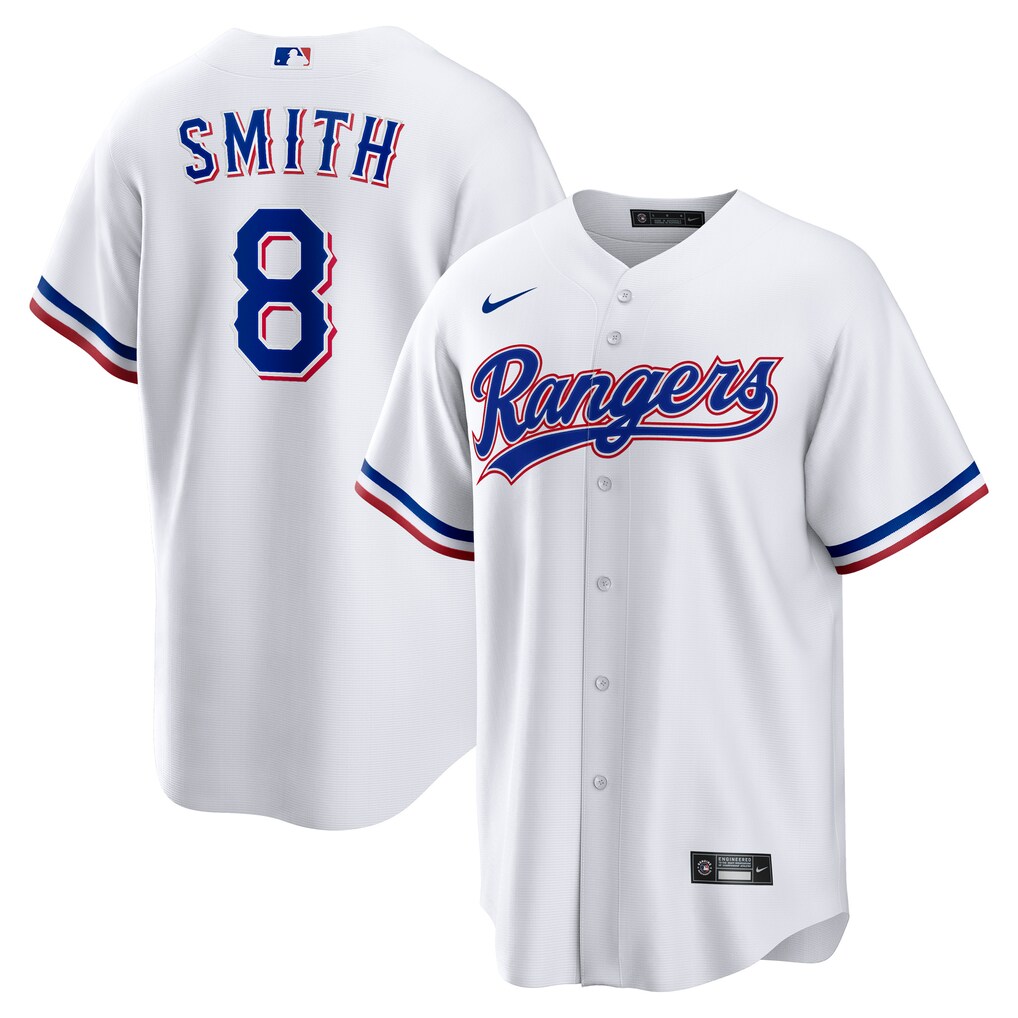 Men's Texas Rangers Josh Smith Nike White Home Replica Jersey - Ujersey