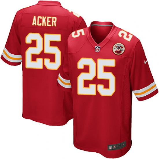 Men's Nike Kansas City Chiefs #25 Kenneth Acker Game Red Team Color NFL Jersey - Ujersey