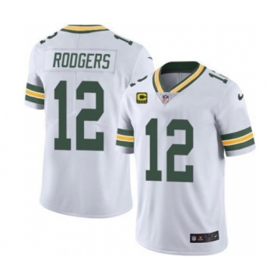 Men's Green Bay Packers #12 Aaron Rodgers White With 4-star C Patch Vapor Untouchable Stitched NFL Limited Jersey - Ujersey