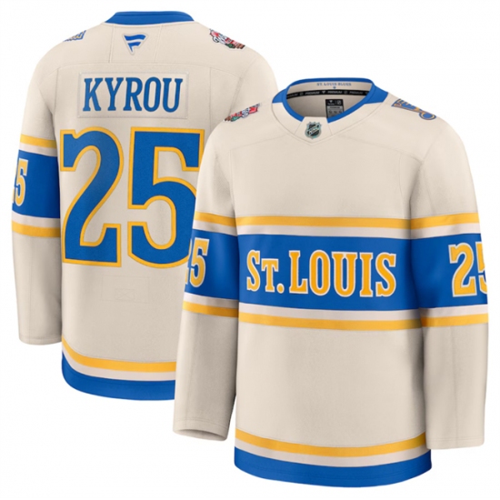 Men's St. Louis Blues #25 Jordan Kyrou Cream 2024-25 Winter Classic Stitched Hockey Jersey - Ujersey